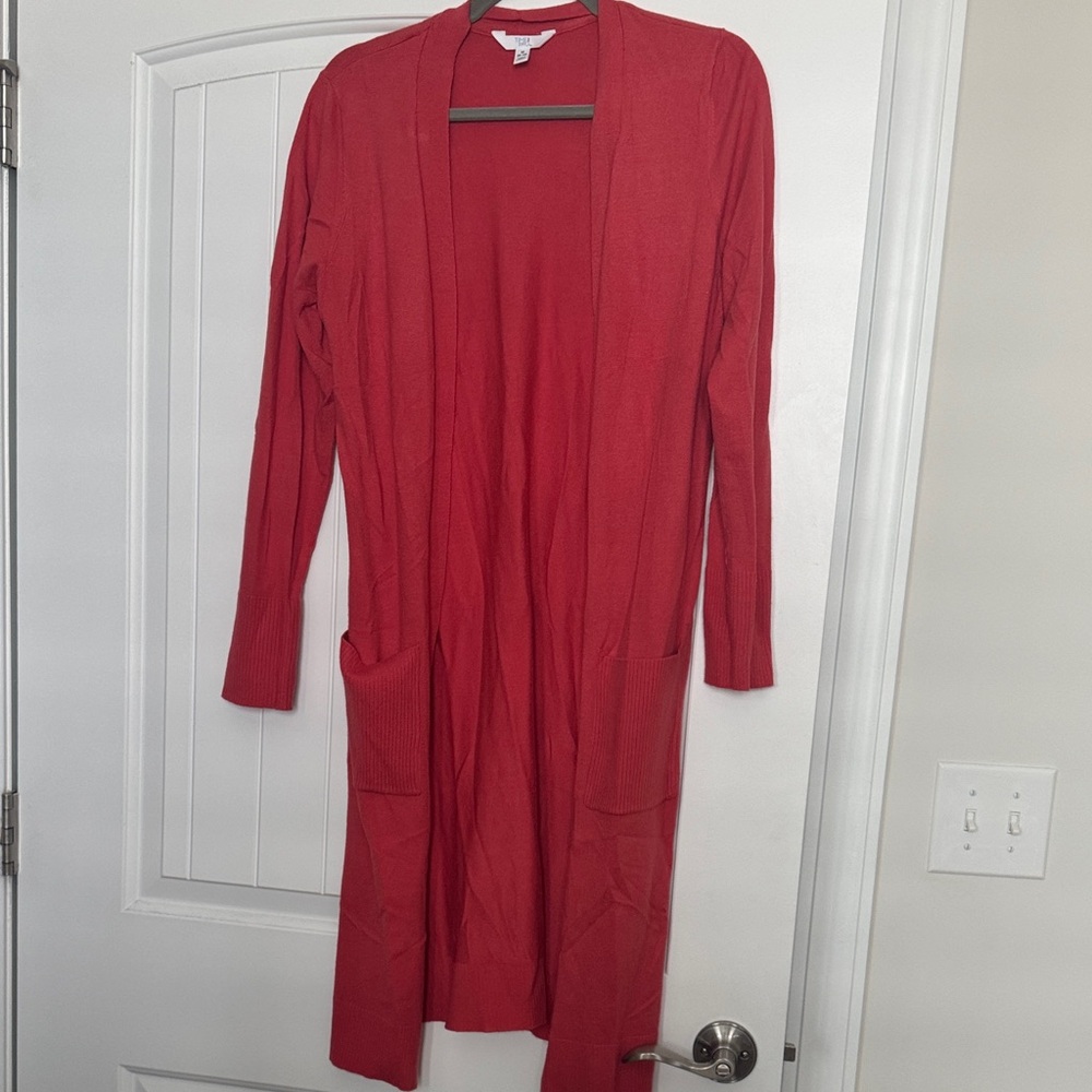 Time and Tru Women's Dark Orange Open Front Cardigan